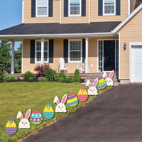 Hippity Hoppity - Easter Bunny & Egg Yard Decorations - Outdoor Easter Lawn Decorations - 10 Piece