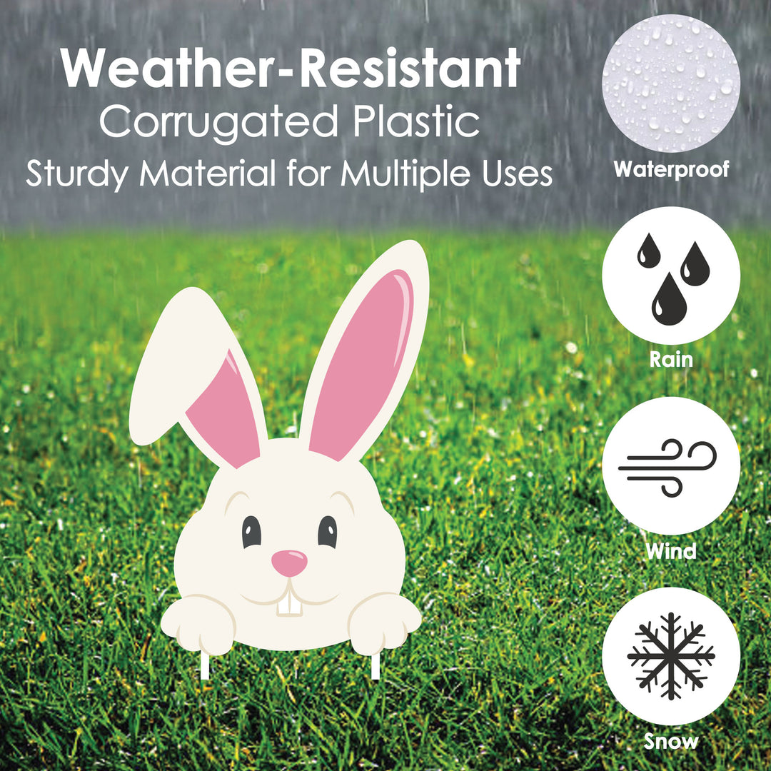 Hippity Hoppity - Easter Bunny & Egg Yard Decorations - Outdoor Easter Lawn Decorations - 10 Piece