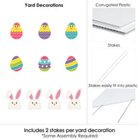 Hippity Hoppity - Easter Bunny & Egg Yard Decorations - Outdoor Easter Lawn Decorations - 10 Piece