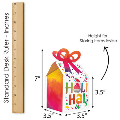 Holi Hai - Square Favor Gift Boxes - Festival of Colors Party Bow Boxes - Set of 12