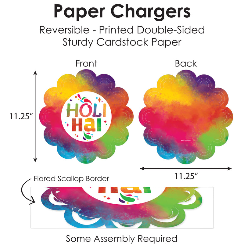 Holi Hai - Festival of Colors Party Paper Charger and Table Decorations - Chargerific Kit - Place Setting for 8