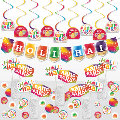 Holi Hai - Festival of Colors Party Supplies Decoration Kit - Decor Galore Party Pack - 51 Pieces