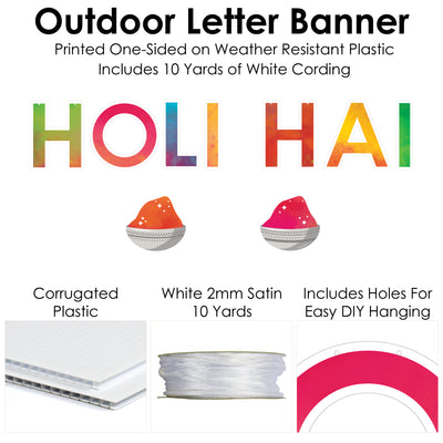 Holi Hai - Festival of Colors Party Decorations - Holi Hai - Outdoor Letter Banner