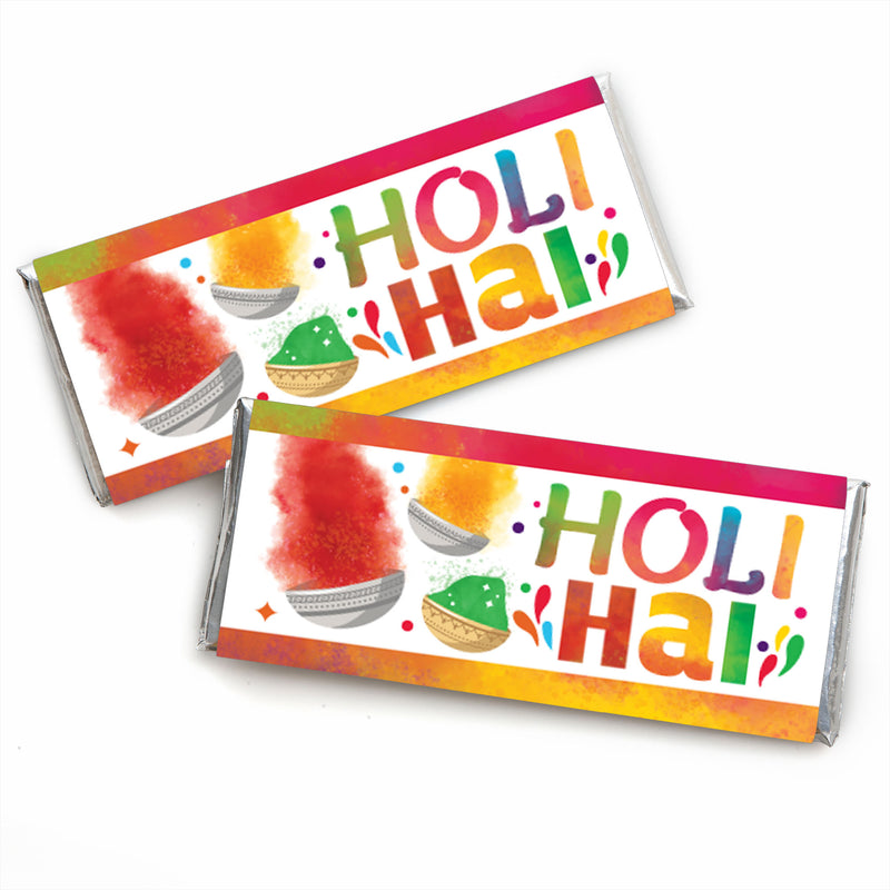 Holi Hai - Candy Bar Wrapper Festival of Colors Party Favors - Set of 24
