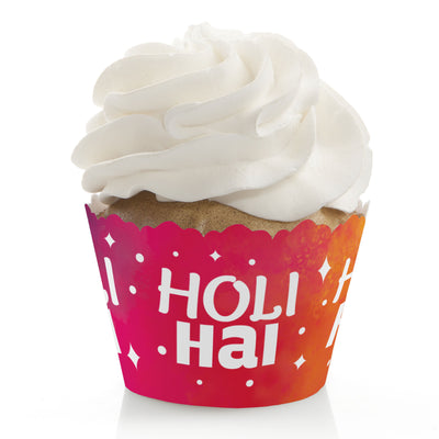 Holi Hai - Festival of Colors Party Decorations - Party Cupcake Wrappers - Set of 12