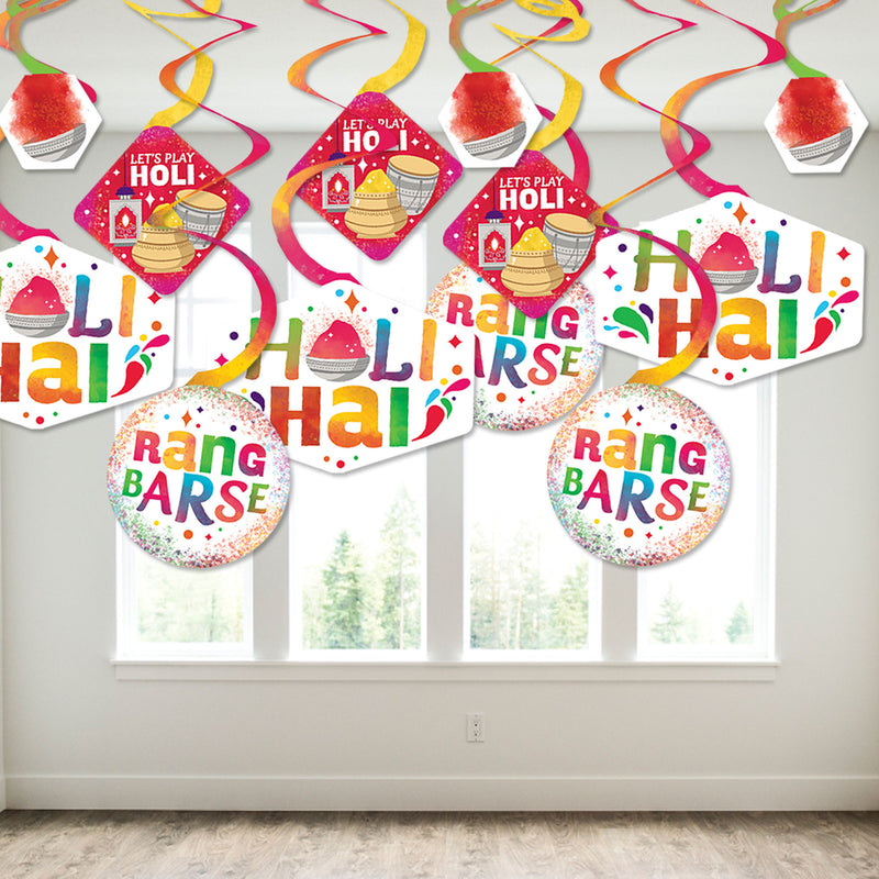Holi Hai - Festival of Colors Party Hanging Decor - Party Decoration Swirls - Set of 40