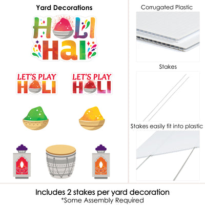 Holi Hai - Yard Sign and Outdoor Lawn Decorations - Festival of Colors Party Yard Signs - Set of 8