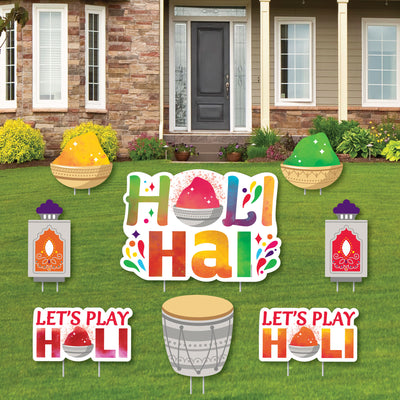 Holi Hai - Yard Sign and Outdoor Lawn Decorations - Festival of Colors Party Yard Signs - Set of 8