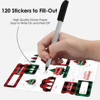 Holiday Plaid Trees - Assorted Buffalo Plaid Christmas Party Gift Tag Labels - To and From Stickers - 12 Sheets - 120 Stickers