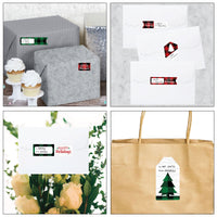 Holiday Plaid Trees - Assorted Buffalo Plaid Christmas Party Gift Tag Labels - To and From Stickers - 12 Sheets - 120 Stickers