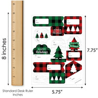 Holiday Plaid Trees - Assorted Buffalo Plaid Christmas Party Gift Tag Labels - To and From Stickers - 12 Sheets - 120 Stickers