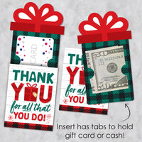 Holiday Thank You - Christmas Appreciation Money and Gift Card Sleeves - Nifty Gifty Card Holders - Set of 8
