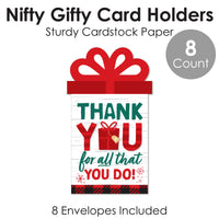 Holiday Thank You - Christmas Appreciation Money and Gift Card Sleeves - Nifty Gifty Card Holders - Set of 8