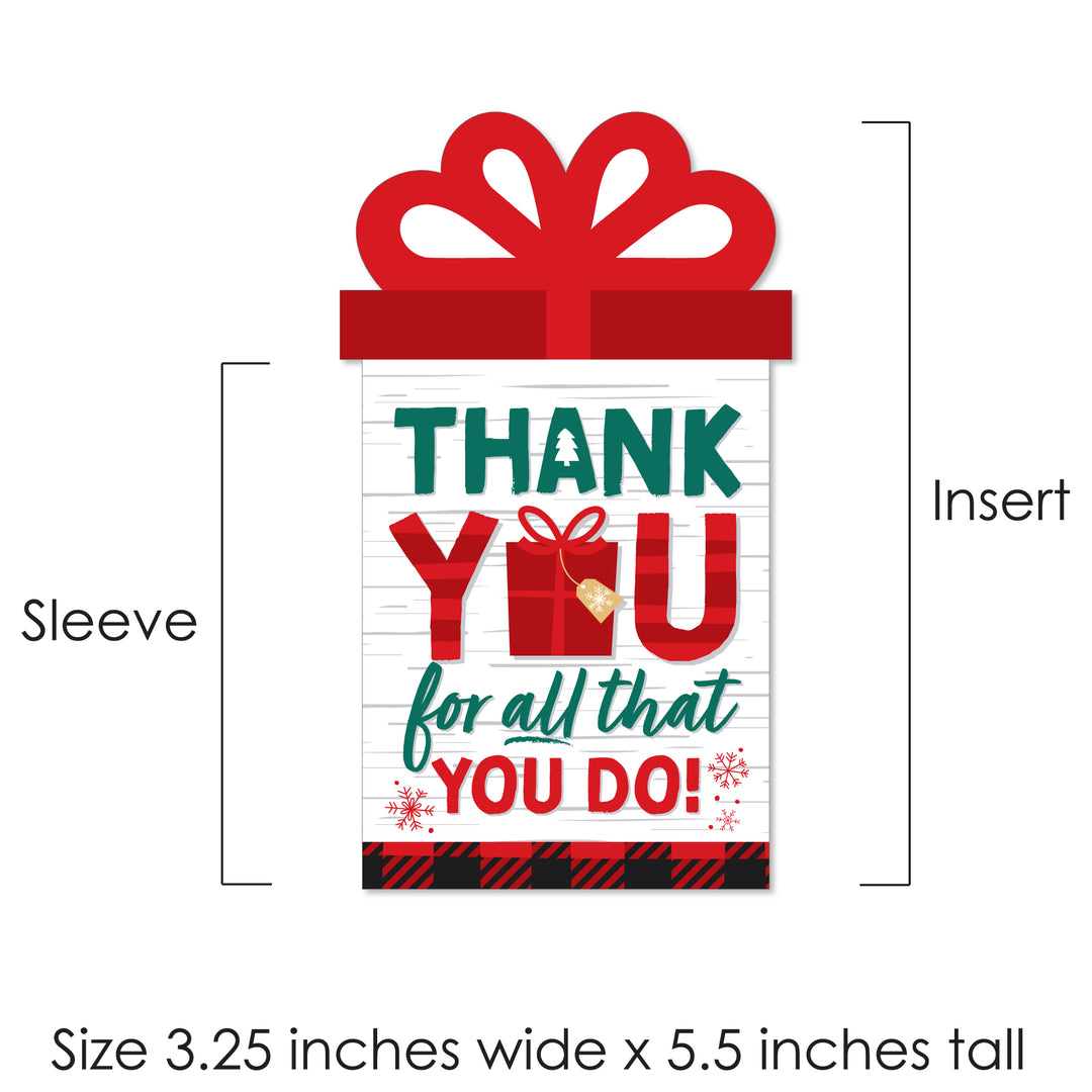 Holiday Thank You - Christmas Appreciation Money and Gift Card Sleeves - Nifty Gifty Card Holders - Set of 8
