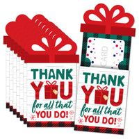 Holiday Thank You - Christmas Appreciation Money and Gift Card Sleeves - Nifty Gifty Card Holders - Set of 8