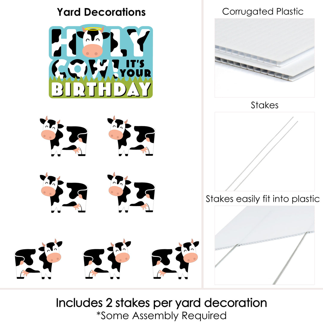 Holy Cow - It's Your Birthday - Yard Sign and Outdoor Lawn Decorations - Funny Birthday Prank Yard Signs - Set of 8