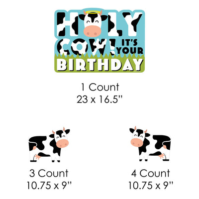 Holy Cow - It's Your Birthday - Yard Sign and Outdoor Lawn Decorations - Funny Birthday Prank Yard Signs - Set of 8