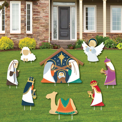 Holy Nativity - Yard Sign & Outdoor Lawn Decorations - Manager Scene Religious Christmas Yard Signs - Set of 8