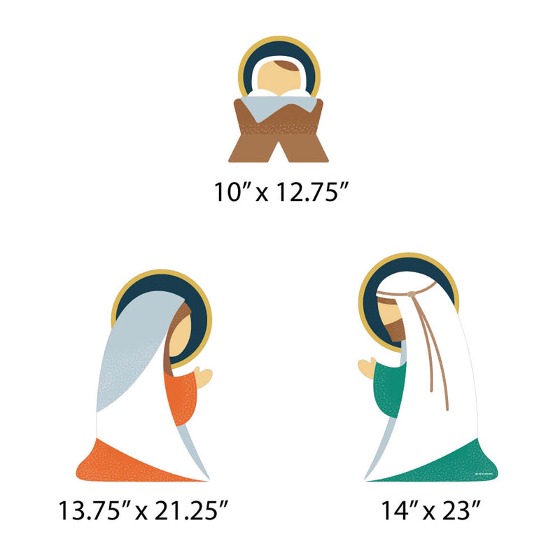 Holy Nativity - Outdoor Lawn Sign Decorations with Stakes - Manager Scene Religious Christmas Yard Signs - 3 Piece