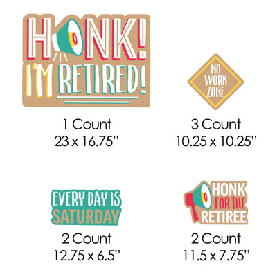 Honk, I'm Retired - Yard Sign and Outdoor Lawn Decorations - Retirement Party Yard Signs - Set of 8