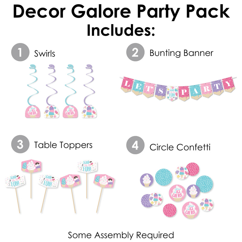 Scoop Up The Fun - Ice Cream - Sprinkles Party Supplies Decoration Kit - Decor Galore Party Pack - 51 Pieces