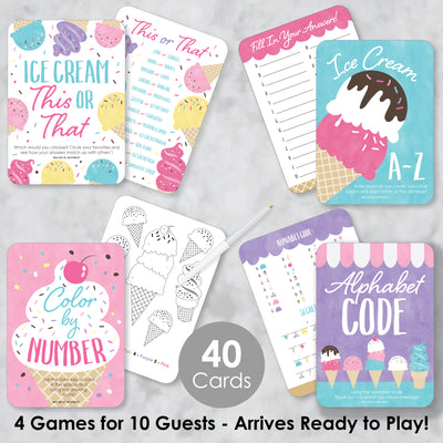 Scoop Up The Fun - Ice Cream - 4 Sprinkles Party Games - 10 Cards Each - Gamerific Bundle