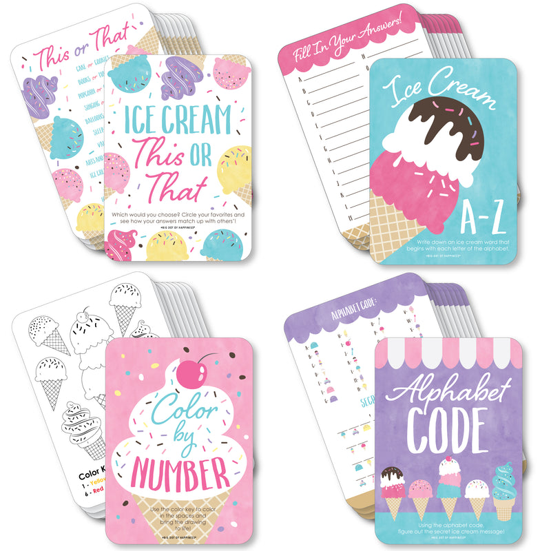 Scoop Up The Fun - Ice Cream - 4 Sprinkles Party Games - 10 Cards Each - Gamerific Bundle