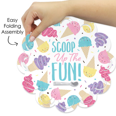 Scoop Up The Fun - Ice Cream - Sprinkles Party Round Table Decorations - Paper Chargers - Place Setting For 12