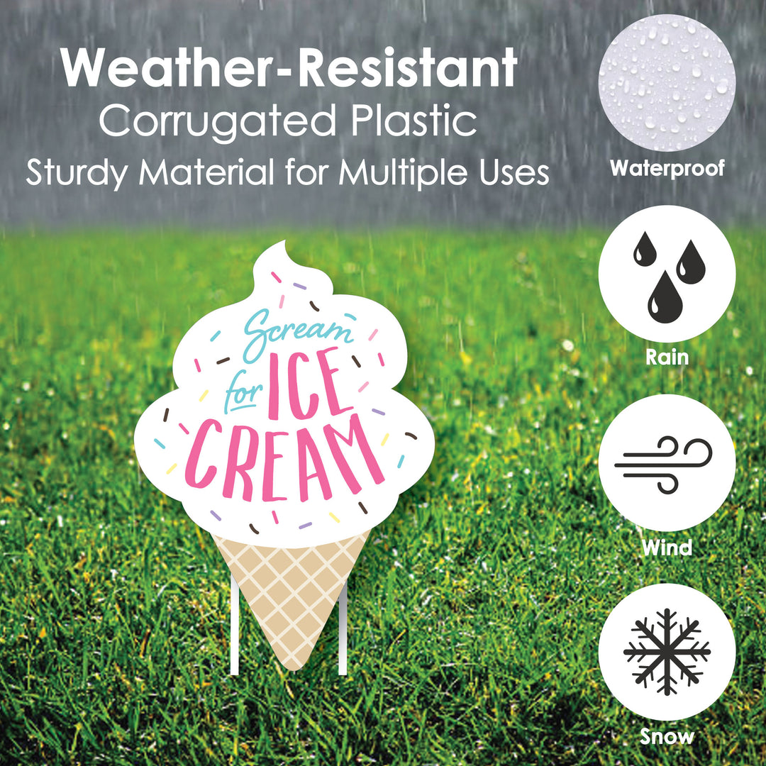 Scoop Up The Fun - Ice Cream - Lawn Decorations - Outdoor Sprinkles Party Yard Decorations - 10 Piece