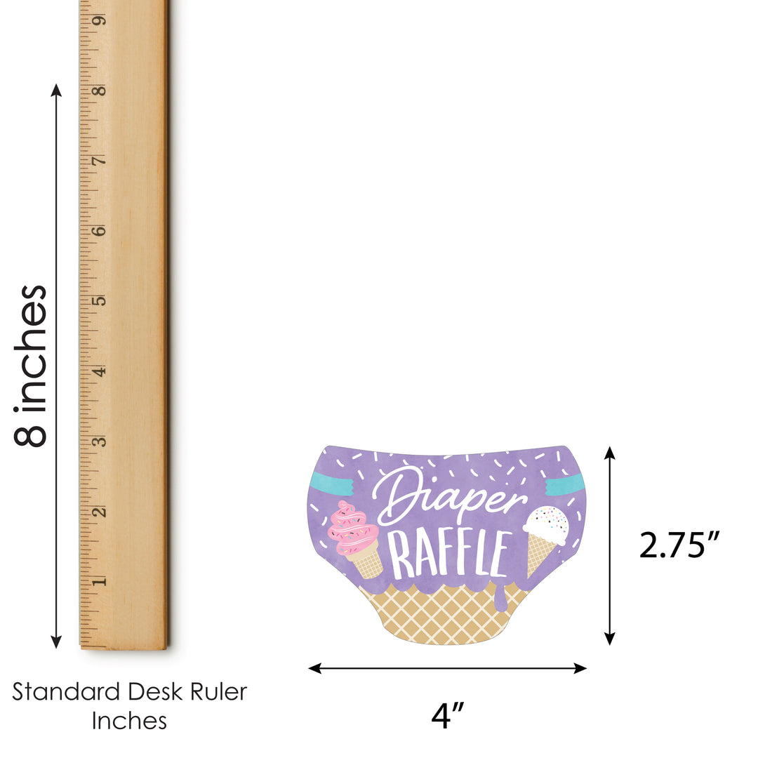 Scoop Up The Fun - Ice Cream - Diaper Shaped Raffle Ticket Inserts - Sprinkles Baby Shower Activities - Diaper Raffle Game - Set of 24
