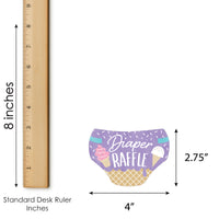 Scoop Up The Fun - Ice Cream - Diaper Shaped Raffle Ticket Inserts - Sprinkles Baby Shower Activities - Diaper Raffle Game - Set of 24