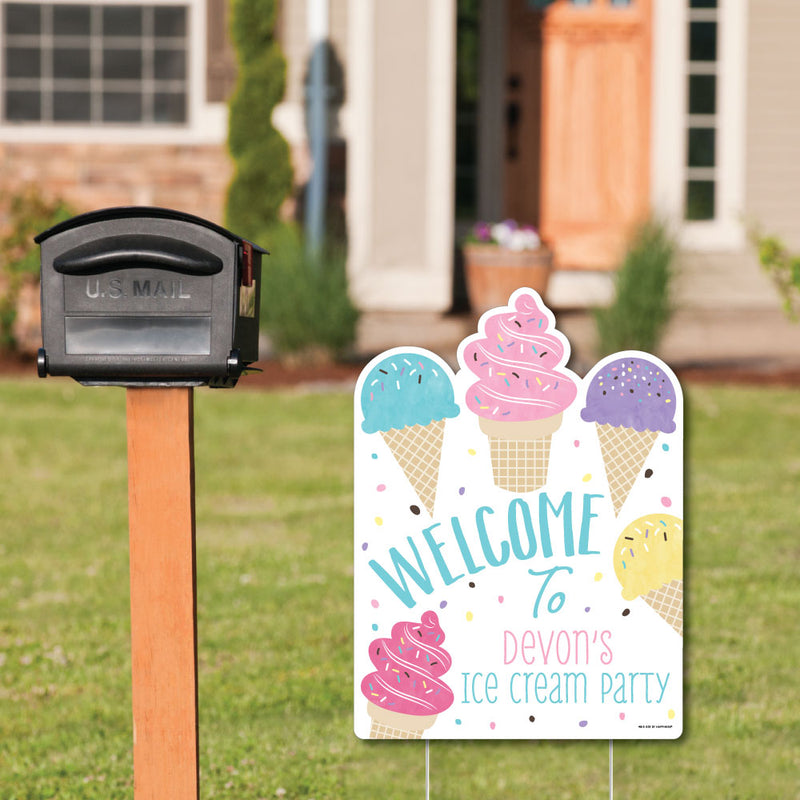 Scoop Up The Fun - Ice Cream - Party Decorations - Sprinkles Party Personalized Welcome Yard Sign