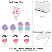 Scoop Up The Fun - Ice Cream - Yard Sign and Outdoor Lawn Decorations - Sprinkles Party Yard Signs - Set of 8