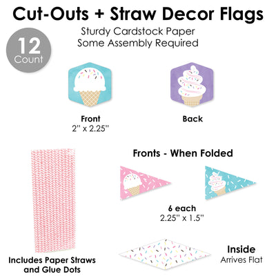 Scoop Up The Fun - Ice Cream - DIY Sprinkles Party Ice Cream Bar Signs - Snack Bar Decorations Kit - 50 Pieces