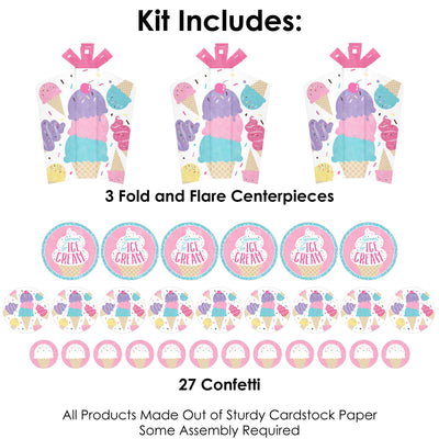 Scoop Up The Fun - Ice Cream - Sprinkles Party Decor and Confetti - Terrific Table Centerpiece Kit - Set of 30