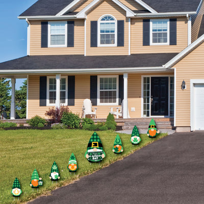 Irish Gnomes - Yard Sign and Outdoor Lawn Decorations - St. Patrick's Day Party Yard Signs - Set of 8