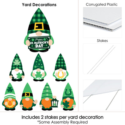 Irish Gnomes - Yard Sign and Outdoor Lawn Decorations - St. Patrick's Day Party Yard Signs - Set of 8