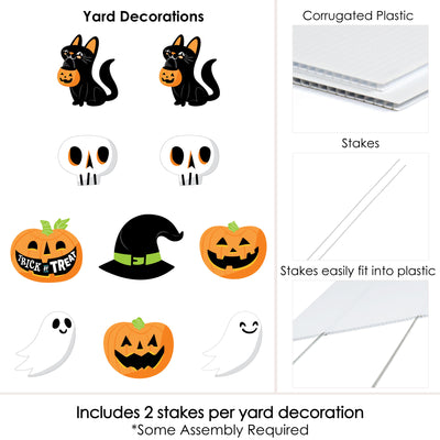 Jack-O'-Lantern Halloween - Black Cat, Ghost, Skull and Witch Hat Lawn Decorations - Outdoor Kids Halloween Party Yard Decorations - 10 Piece