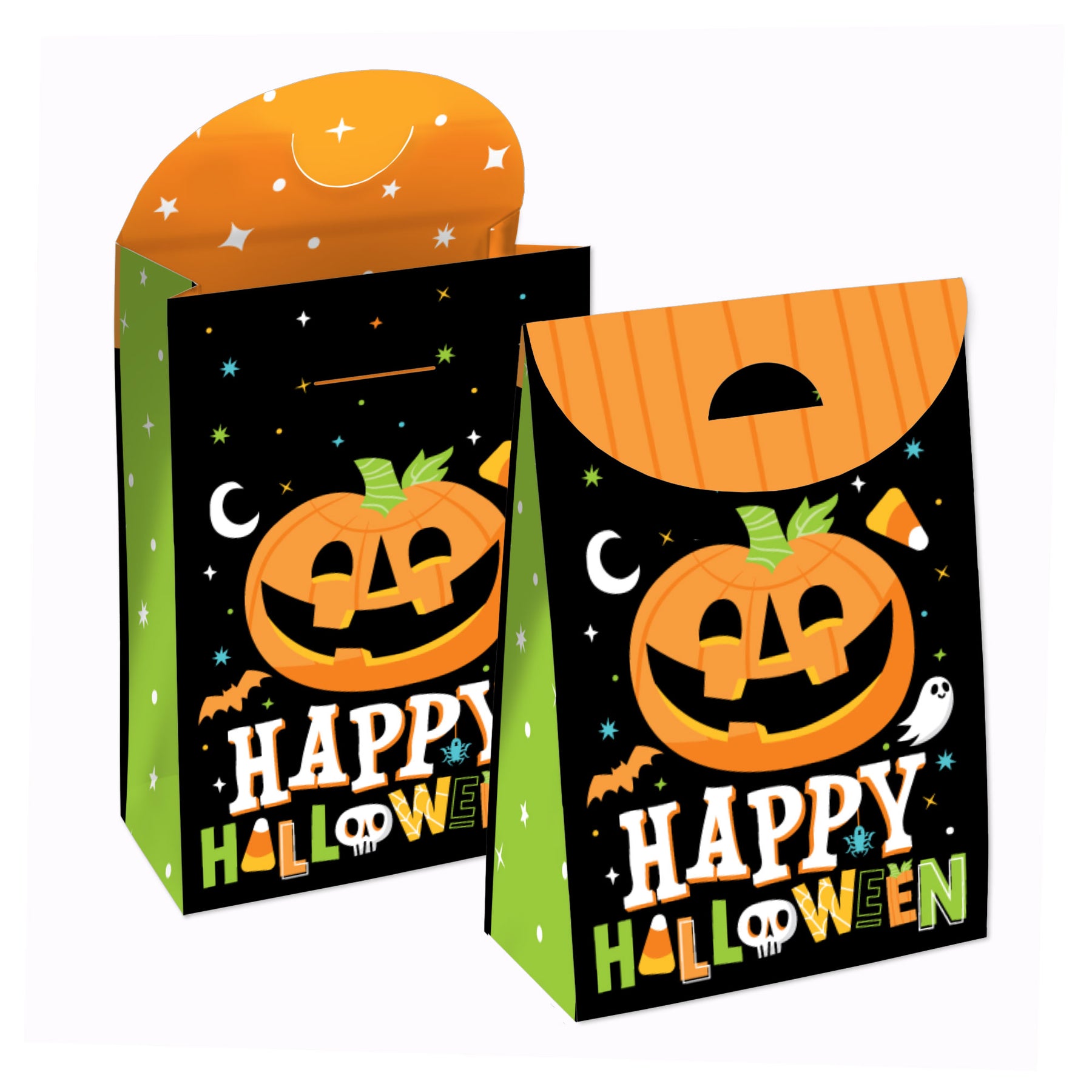 Jack-O'-Lantern Halloween - Kids Halloween Gift Favor Bags - Party Goodie  Boxes - Set of 12