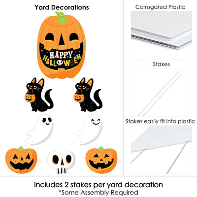 Jack-O'-Lantern Halloween - Yard Sign and Outdoor Lawn Decorations - Kids Halloween Party Yard Signs - Set of 8