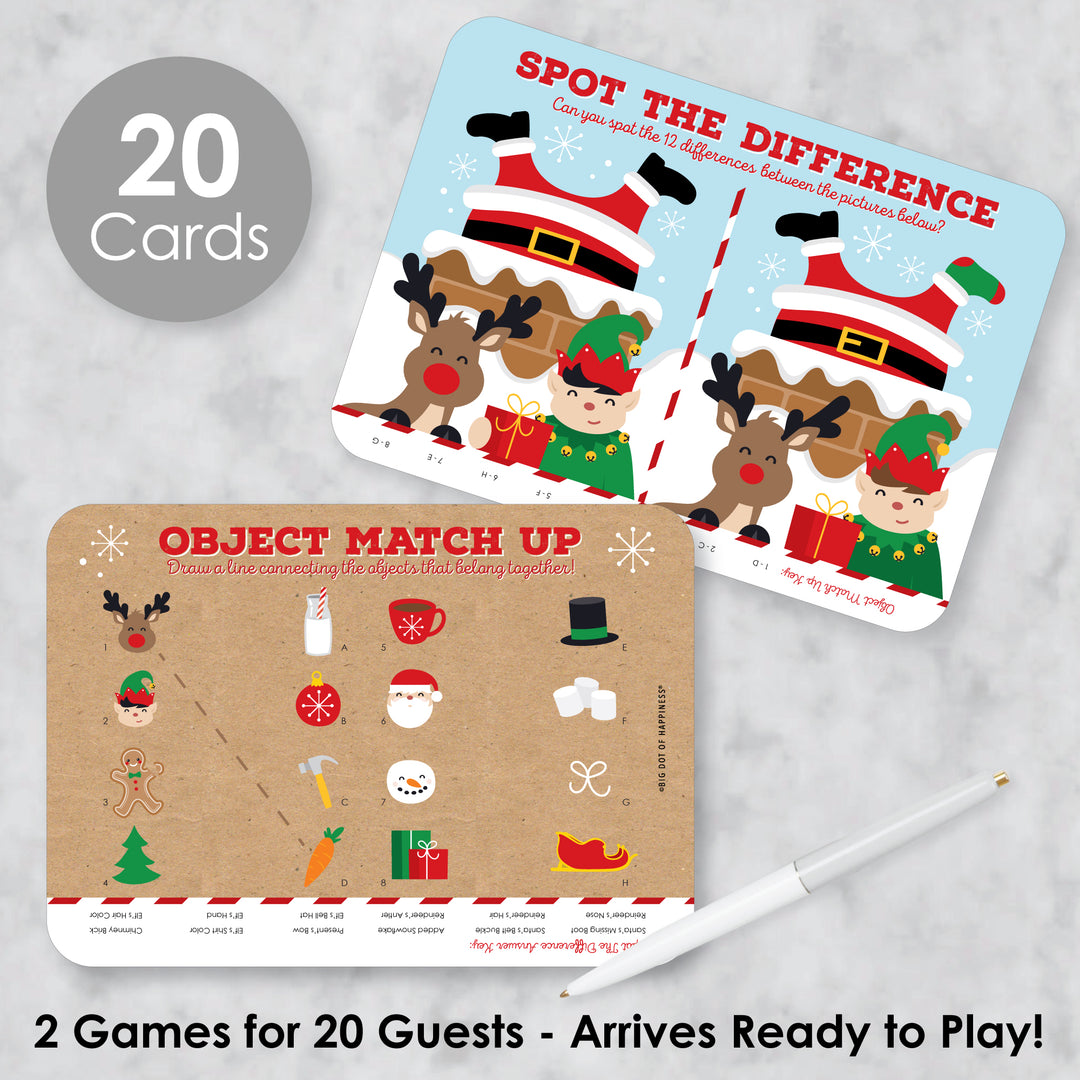 Jolly Santa Claus - 2-in-1 Christmas Party Cards - Activity Duo Games - Set of 20