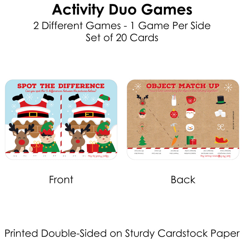 Jolly Santa Claus - 2-in-1 Christmas Party Cards - Activity Duo Games - Set of 20