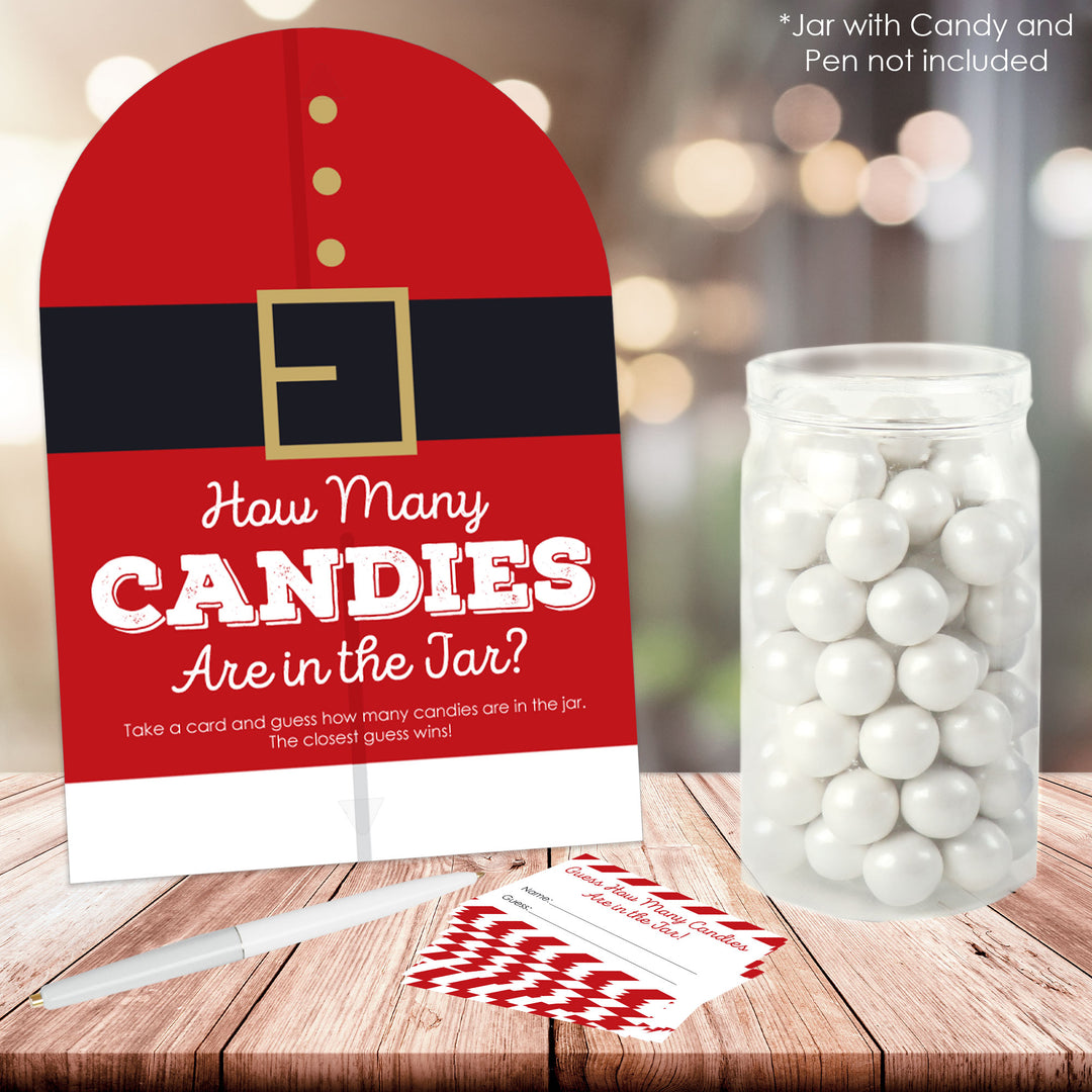 Jolly Santa Claus - How Many Candies Christmas Party Game - 1 Stand and 40 Cards - Candy Guessing Game
