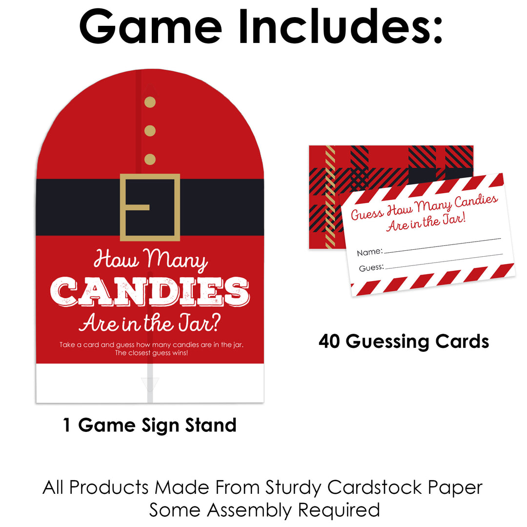 Jolly Santa Claus - How Many Candies Christmas Party Game - 1 Stand and 40 Cards - Candy Guessing Game