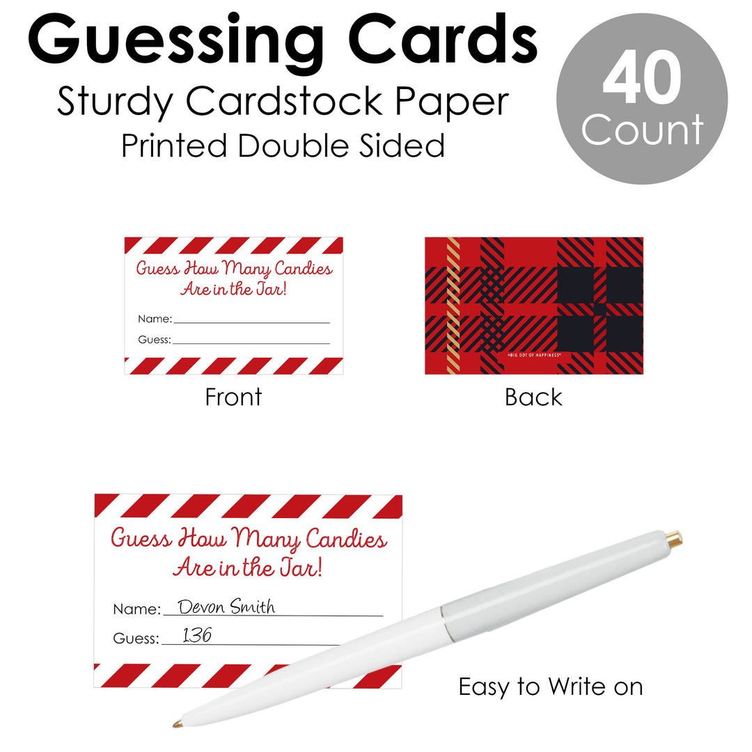 Jolly Santa Claus - How Many Candies Christmas Party Game - 1 Stand and 40 Cards - Candy Guessing Game