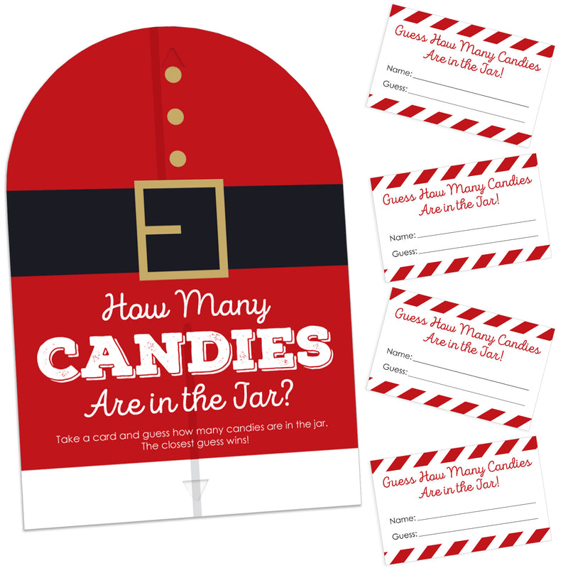 Jolly Santa Claus - How Many Candies Christmas Party Game - 1 Stand and 40 Cards - Candy Guessing Game