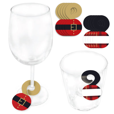 Jolly Santa Claus - Christmas Party Paper Beverage Markers for Glasses - Drink Tags - Set of 24