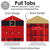 Jolly Santa Claus - Christmas Party Game Pickle Cards - Pull Tabs 3-in-a-Row - Set of 12