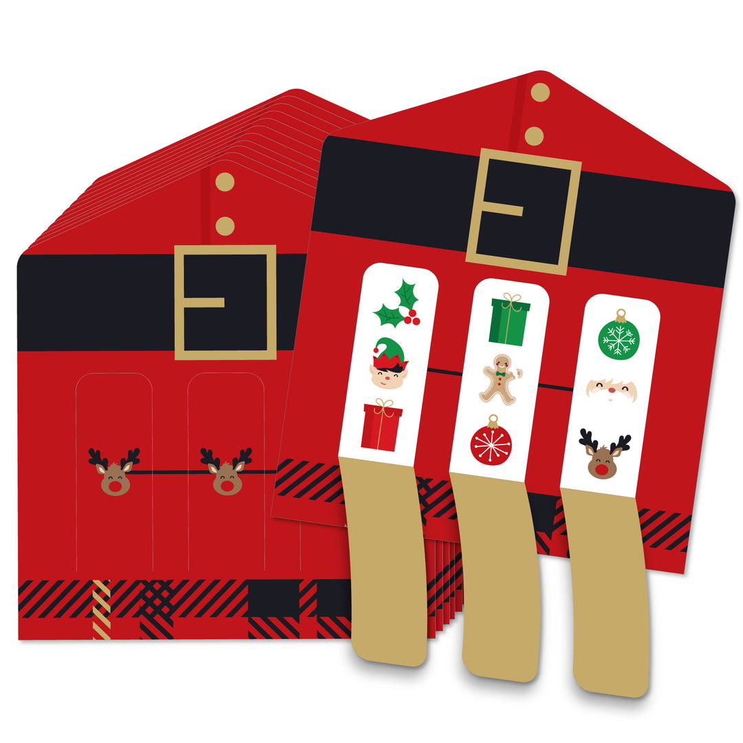 Jolly Santa Claus - Christmas Party Game Pickle Cards - Pull Tabs 3-in-a-Row - Set of 12