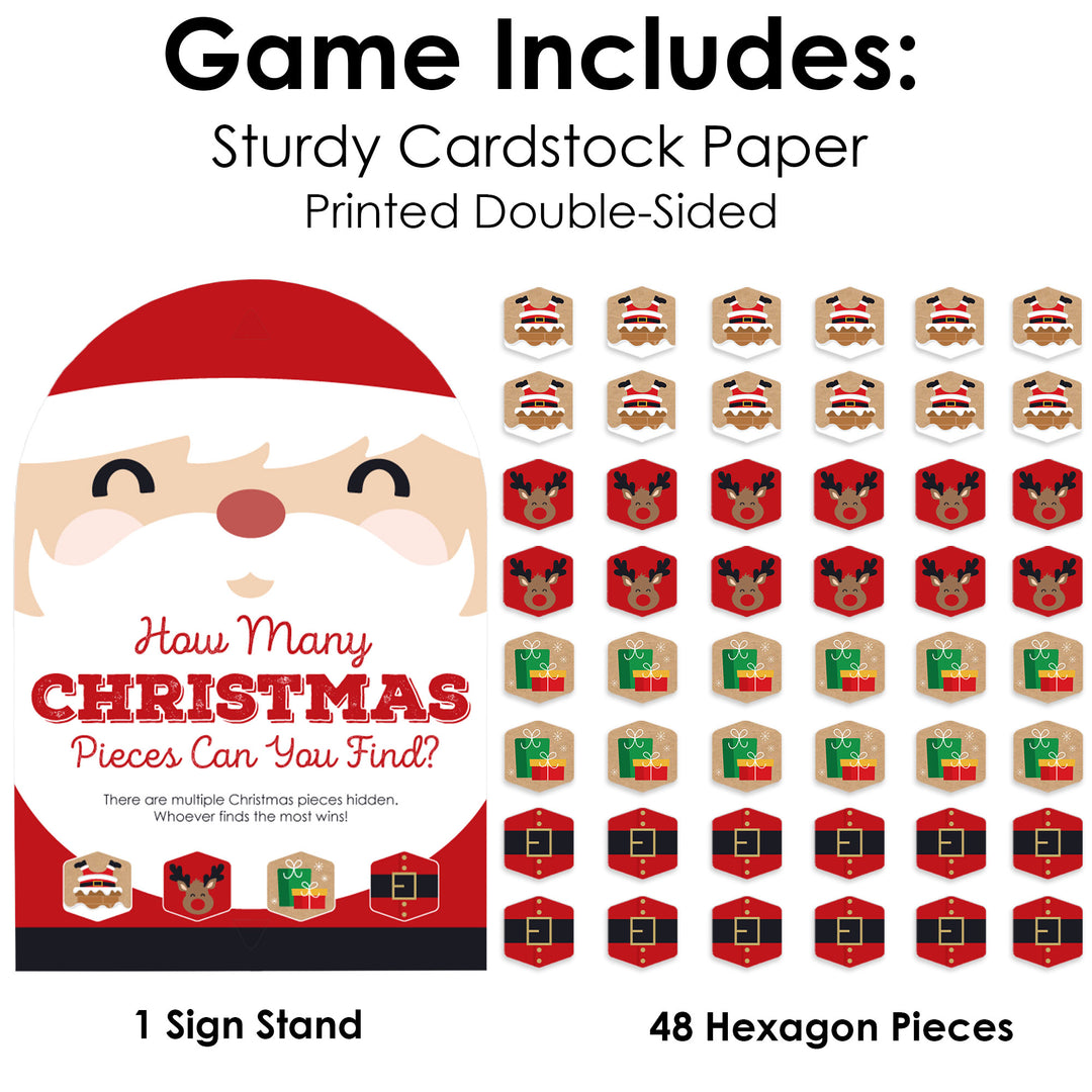 Jolly Santa Claus - Christmas Party Scavenger Hunt - 1 Stand and 48 Game Pieces - Hide and Find Game